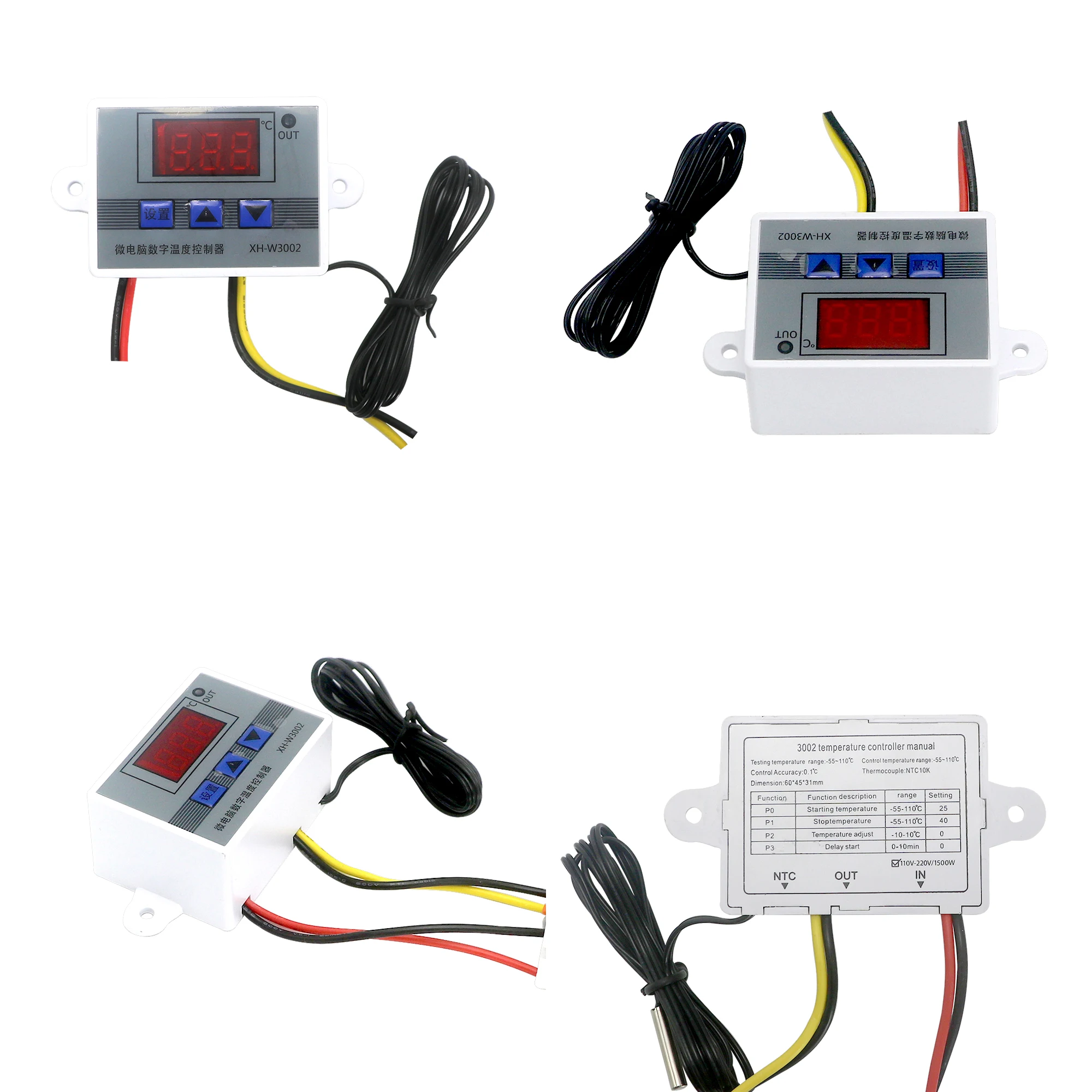 Minco Heat Temperature Control Range -55~110°C AC 220V DC12V/24V for Incubator Cooling Heating with External Sensor