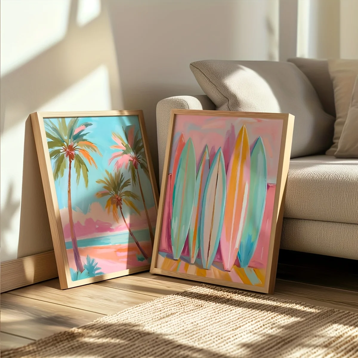 

2pcs Modern Coastal Beach Canvas Wall Art ,Noframed Wall Art Posters, Gift for Beach Lovers Decor for Living Room and Bedroom