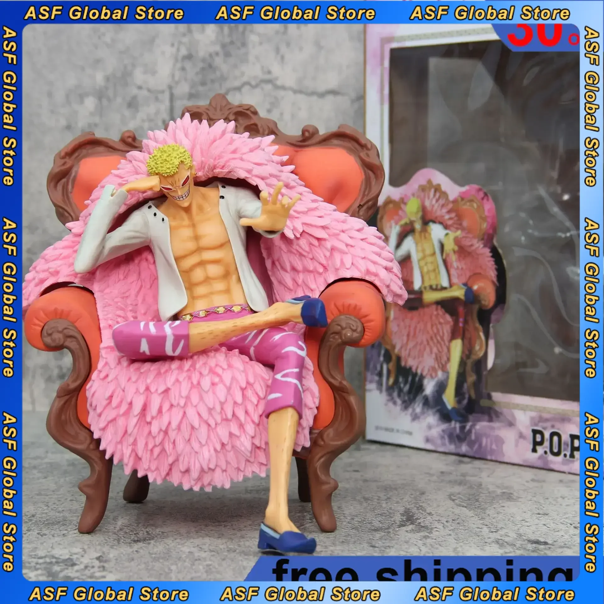 

22,5 см ONE PIECE аниме-фигурка Donquixote Doflamingo, положение сидения на диване, экшн-фигурка, статуя, украшения, сборная модель, подарочные игрушки
