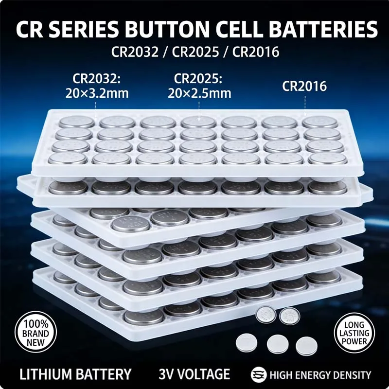 CR2032 CR2025 CR2016 3V Lithium Button Coin Cell Batteries Long-Lasting for Watch Calculator Clock Remote Control Toys