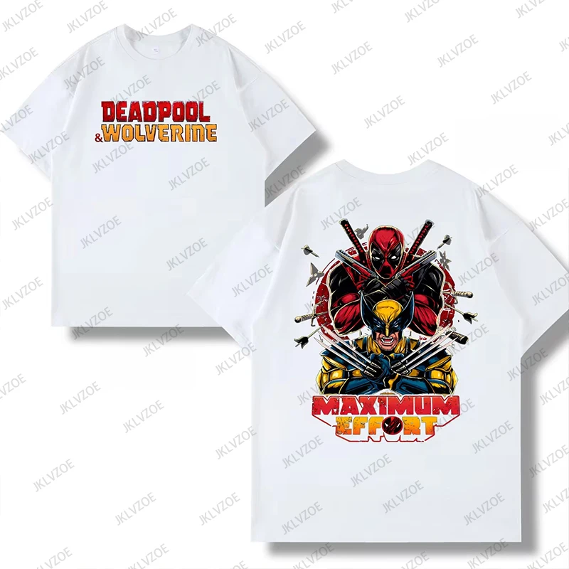 MINISO New Deadpool & Wolverine 3 Fashion Cotton Men Women T-shirt Anime Movie Short Sleeve Tshirt Oversized Kids/Adult Tops