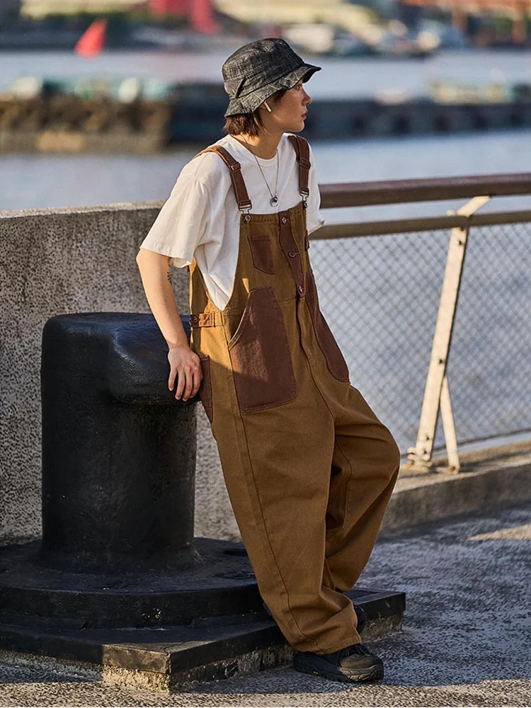 

Мужская повседневная широкая рабочая одежда American Sle, комбинезоны, брюки на подтяжках для пар, свободный крой, весна-осень, цвет хаки