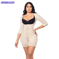Faja Colombianas Body de manga larga con busto abierto, entrenador de cintura, moldeadores de cuerpo para mujer, corsé elástico con Control de barriga, ropa moldeadora