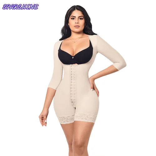 Faja Colombianas Body de manga larga con busto abierto, entrenador de cintura, moldeadores de cuerpo para mujer, corsé elástico con Control de barriga, ropa moldeadora