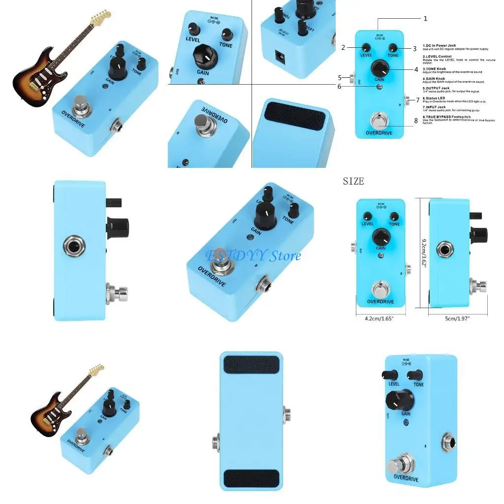 

G6DE Electric Guitar Overdrive Effect Pedals Durable Vintage Mini Overdrive Pedals Mini Single Type DC9V True Bypass