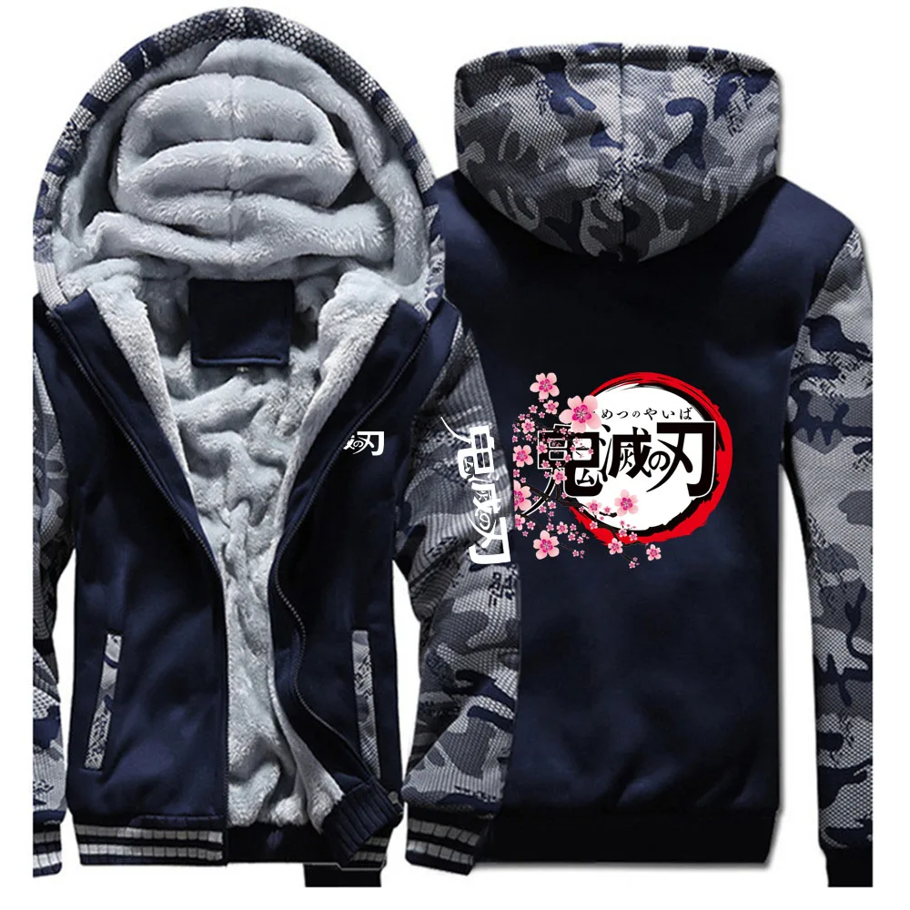 Anime Demon Slayer 2025 New Men Zip Up Hoodies Casual Fleece Sweatshirt Half Dome Full Zip Hooded Thicken Warm Coat Jacket view 5