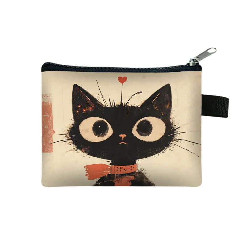 Cartoon cat coin purse, cute portable card case, coin key storage case, coin coin pocket, card case, small square bag wallet