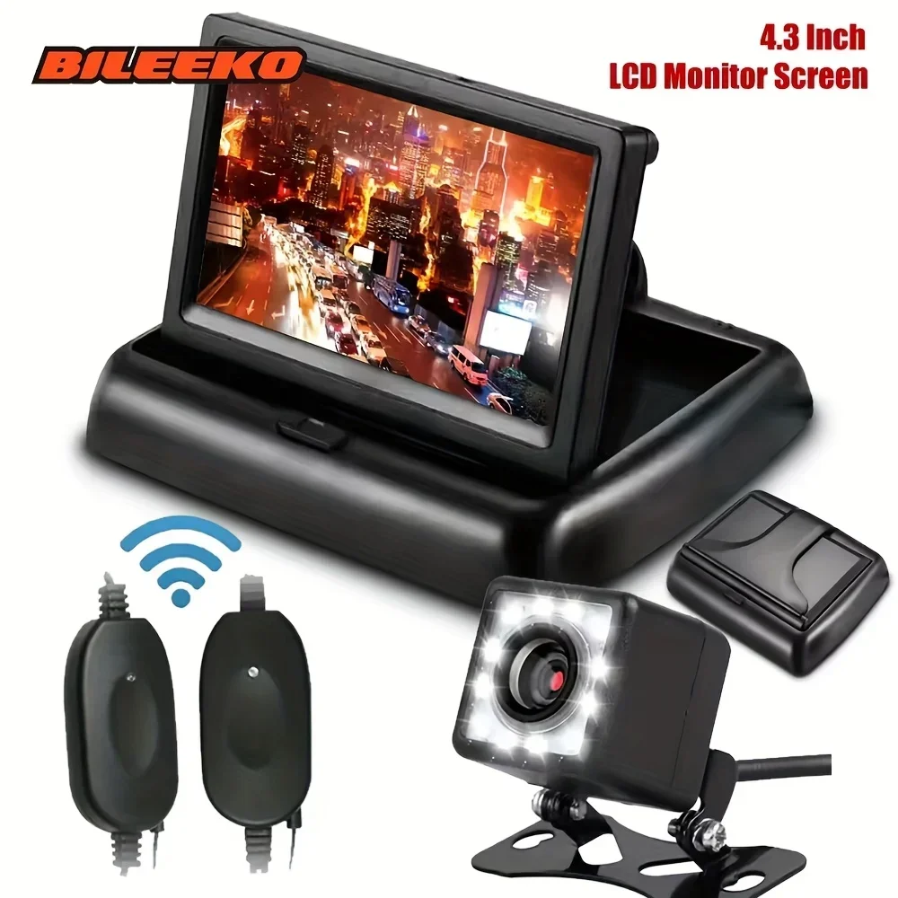 Bileeko Foldable Rear View Kit - Wireless Backup Camera with Reverse Assist for Cars/SUVs/Pickups