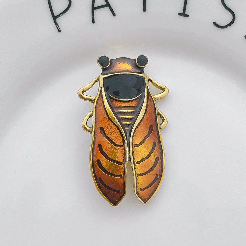 Эмалированная брошь на цикаде, модная очаровательная брошь с насекомыми, орнамент, ювелирные аксессуары Эмалированная брошь на цикаде, модная очаровательная брошь с насекомыми, орнамент, ювелирные аксессуары