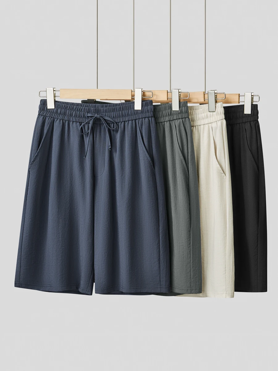 

Lin Texture Quick Dry Breathable Summer Men's Casual Straight Leg Five-Quarter Shorts Comfortable Lightweight Stylish Shorts
