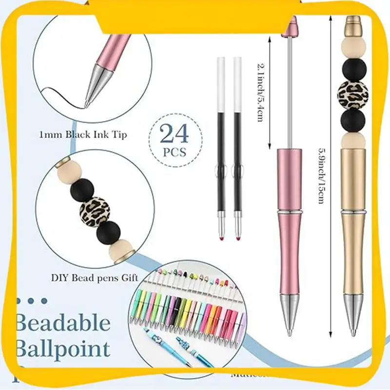 

36 Beaded Pen Beaded Keychain Strips 12 Beadable Keychain Strips 24 Blank Beaded Pens Craft Pen Making Kit Gift B Durable