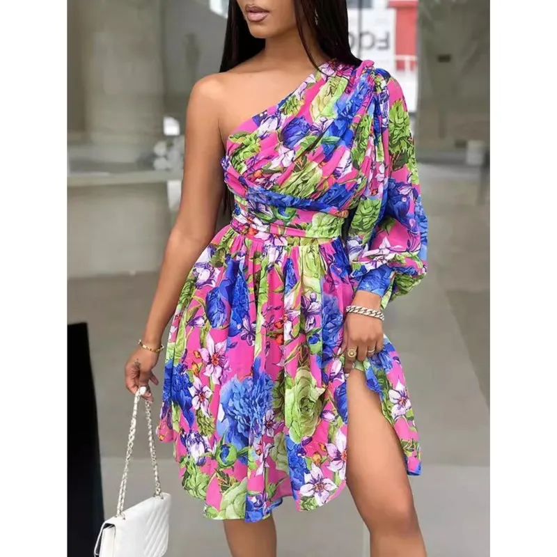 New Boho Printed Women's Dresses Spring Fashion Sexy Off Shoulder Office Elegant Casual Female Sweet Party Vestidos Robe Femme