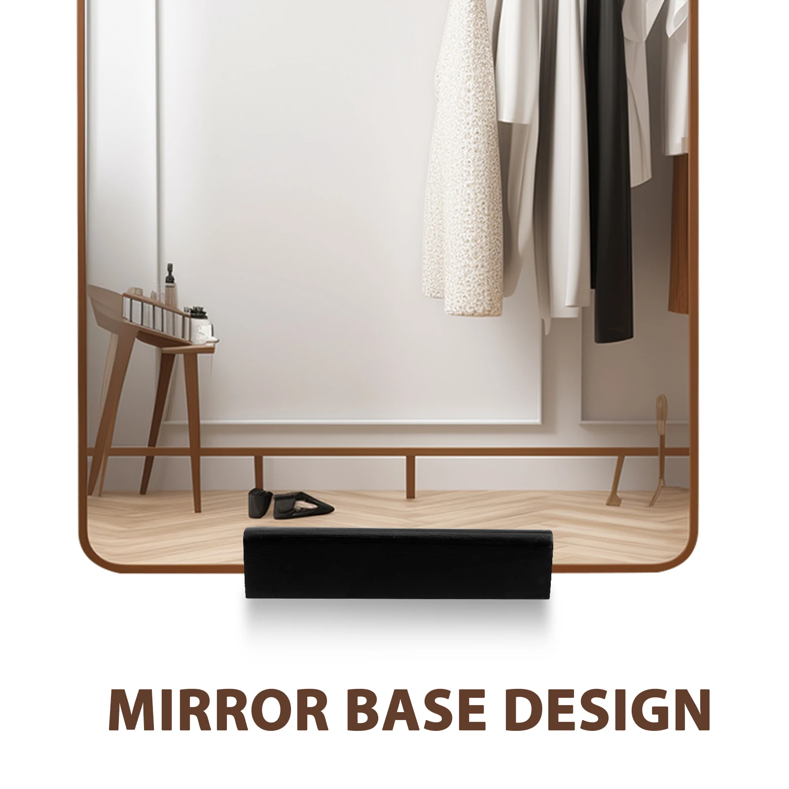 

Sturdy Wooden Floor Mirror Base Multi-Use Anti-Slip Mirror Holder Smooth Polished Home Display Stand For Full Length Mirrors