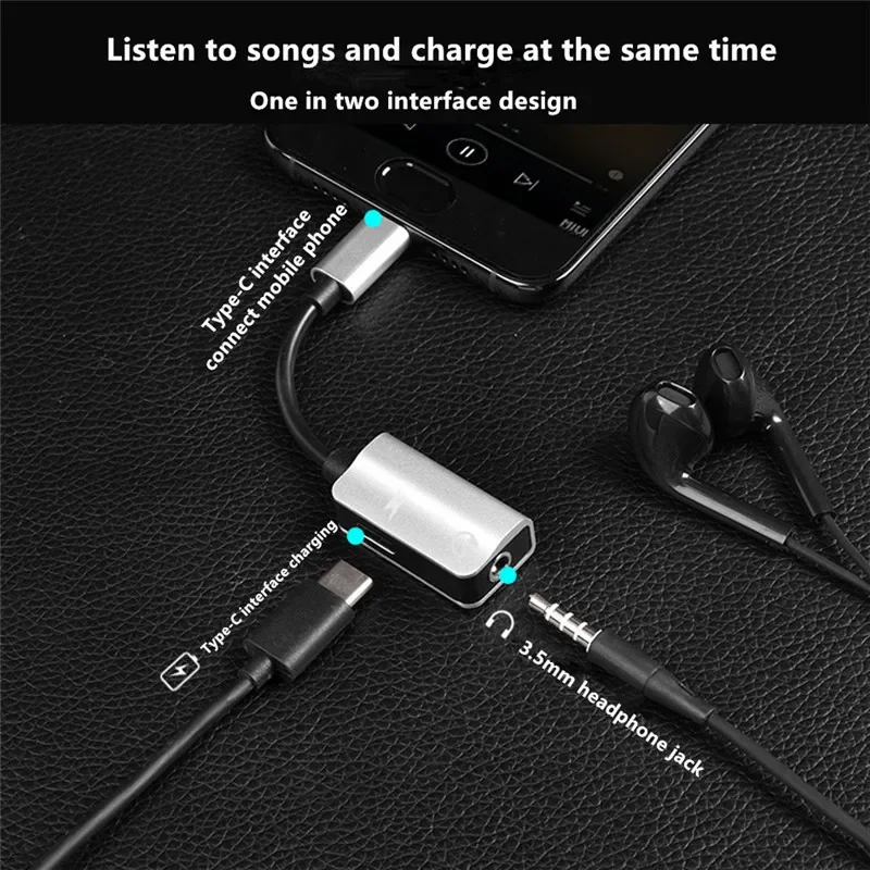 USB C To 3.5mm Audio Cable Earphone Splitter USB-C Converter Consumer Electronics Charging For Xiaomi mi 6 8 note mix 2 Adapter