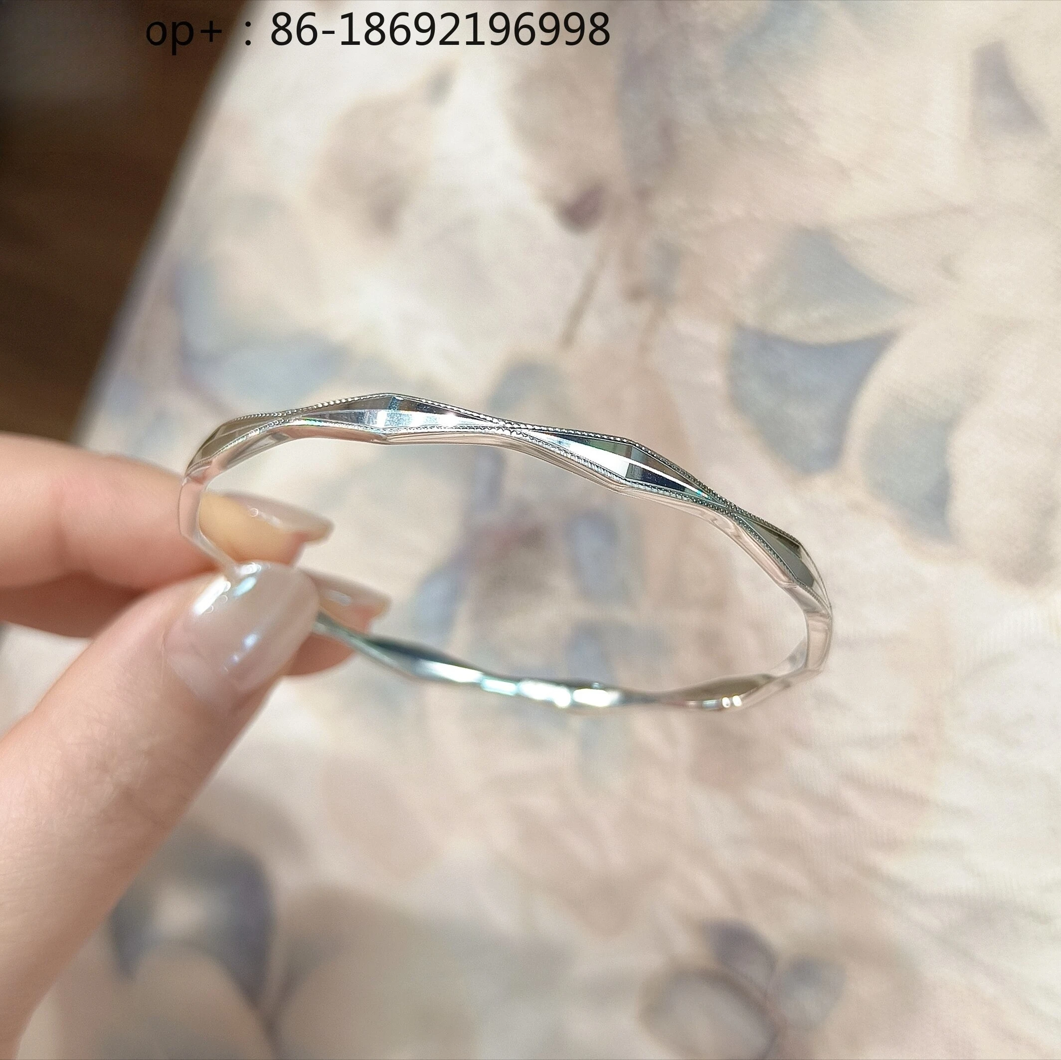 Pure Silver 999.9 Sterling Silver Bracelet Simple Corrugated Guochao New Chinese Versatile