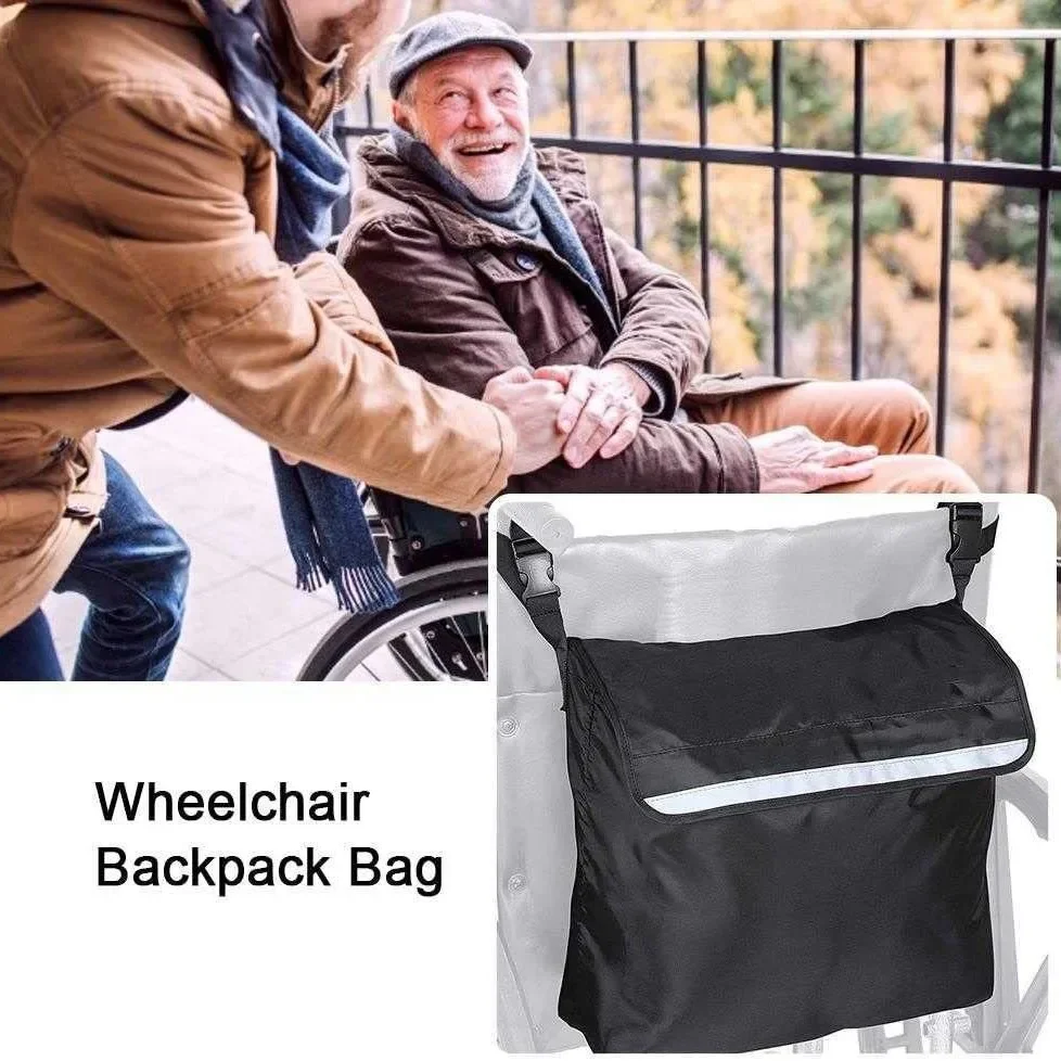 

Wheelchair Rear Storage Bag Electric Wheelchair Rear Bag Reflective Strap Storage Pouch Water Bottle Organizer Accessories