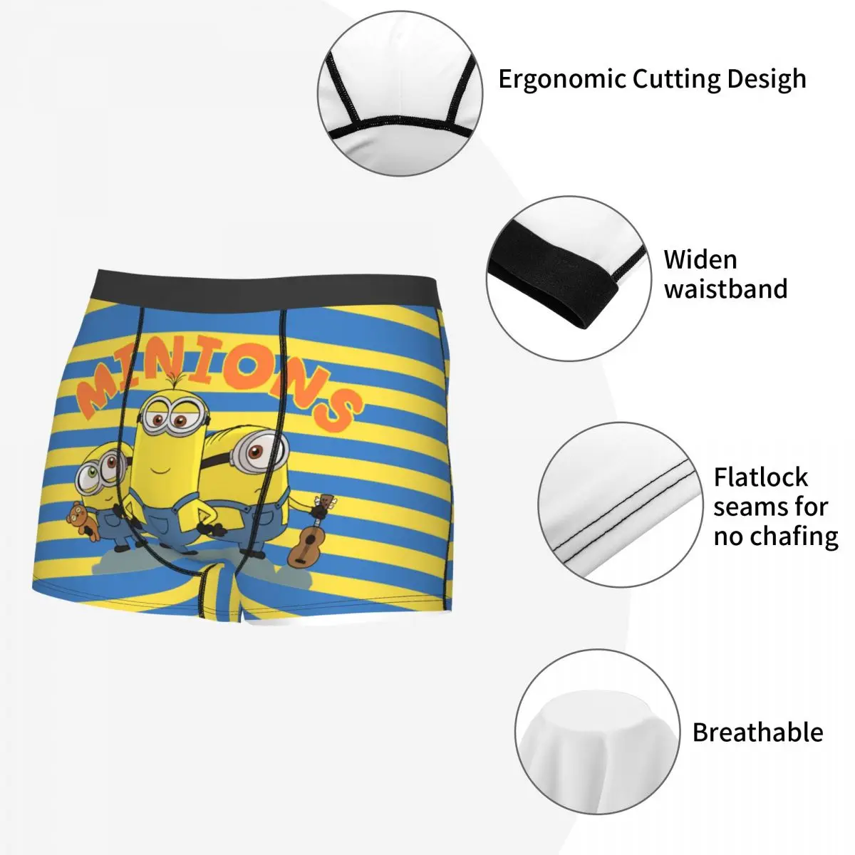 Custom Male Cool Minions Men's Underwear Boxer Briefs Breathable Shorts Panties Underpants