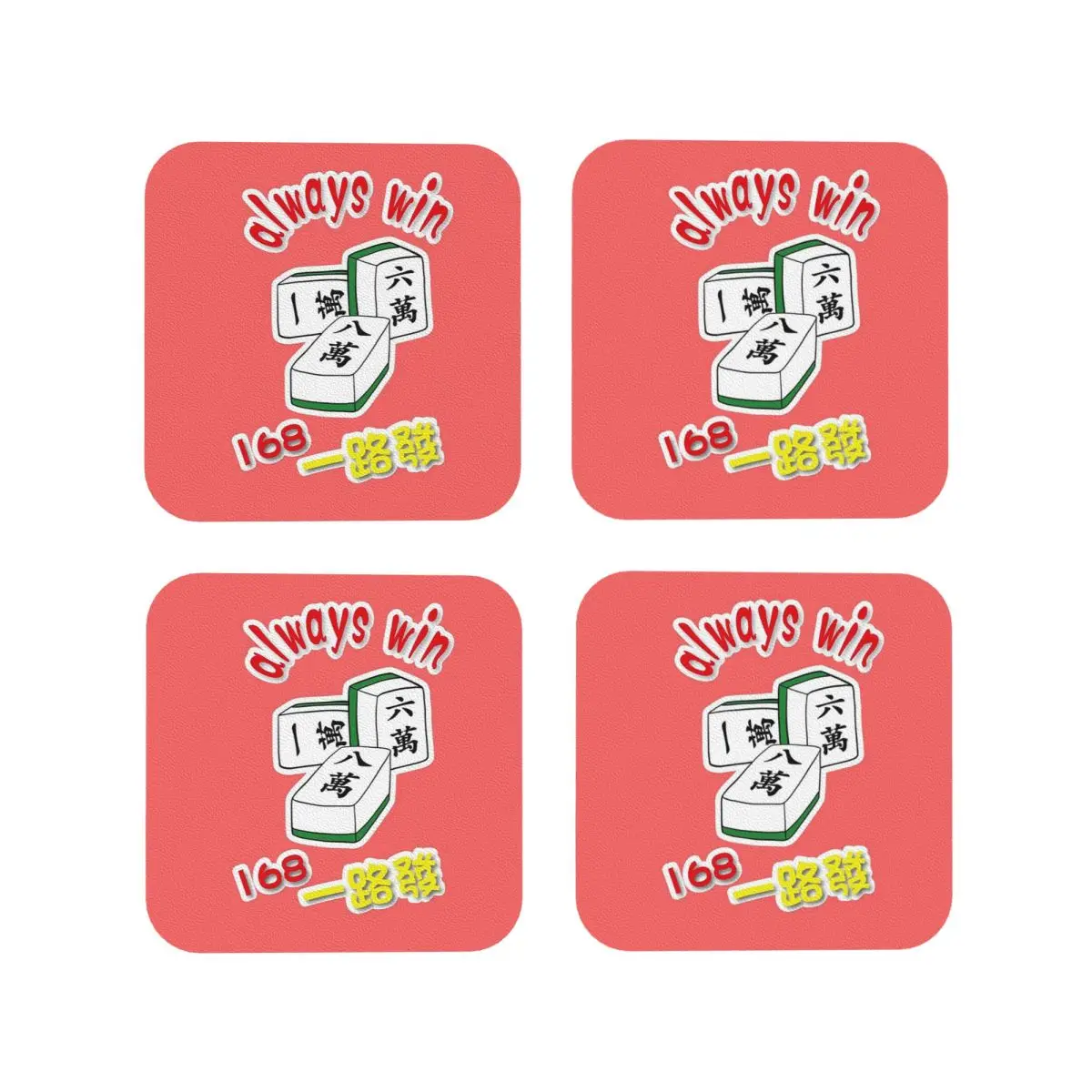 

Mahjong Game Always Win 168_win Mahjong Coasters Kitchen Placemats Non-slip Insulation Cup Coffee Mats Tableware Pads Set of 4