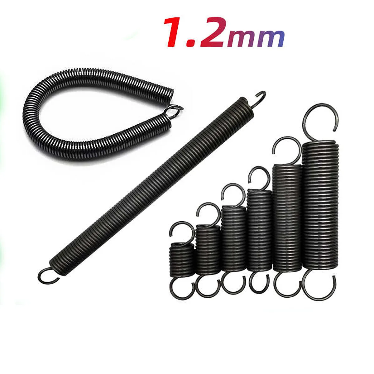 

Wire Dia. 1.2mm OD 10mm Hook Ends Extension Tension Spring Spring Steel Length 30/35/40/45/50/60/70/80/90-280mm