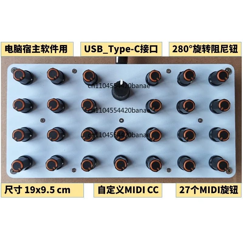 27 MIDI knobs, Knob, custom CC information, USB-C interface, controller for music host software