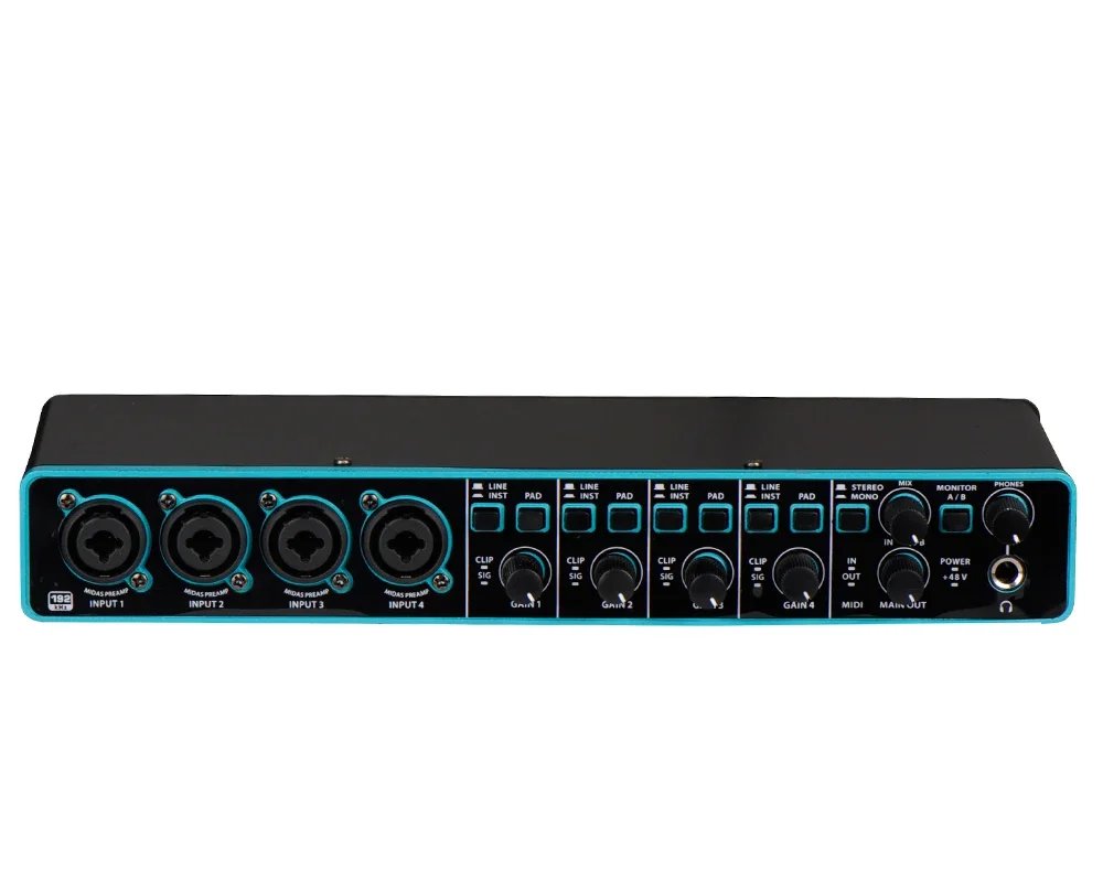 Professional 3rd Gen 4x4 USB PC Computer Audio Interface 24-Bit 192 kHz 48V Phantom Power Noise Cancelling Sound Cards