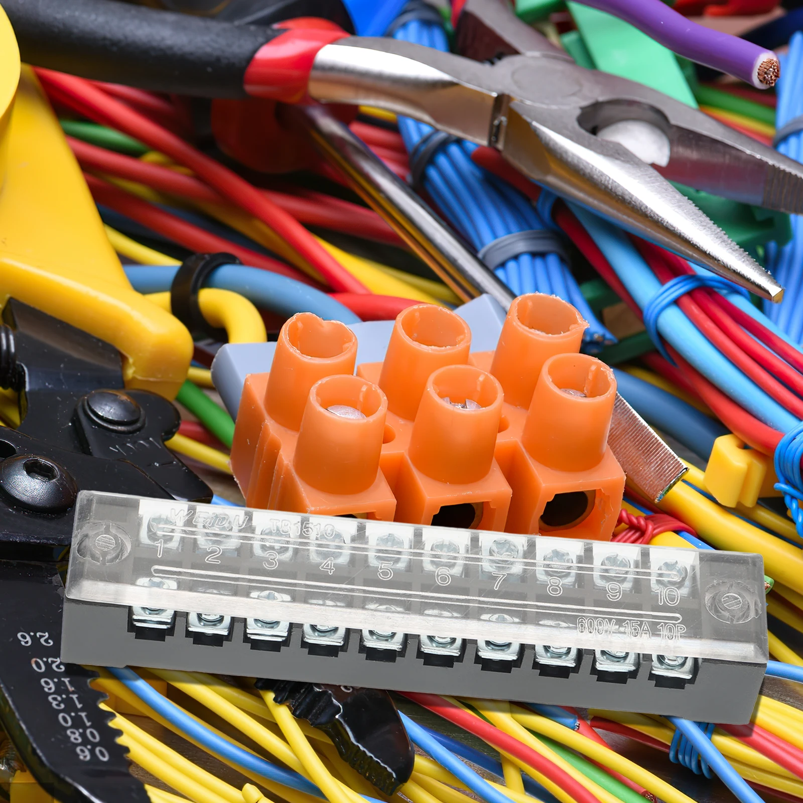 

6pcs 15A 10-Position Terminal Block Dual Row Insulated Wire Connector For Home Electronic Circuit Machine Wiring Terminal Board