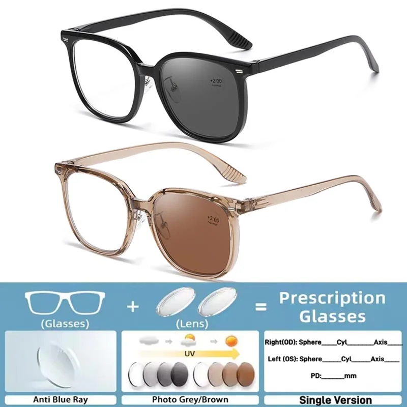 

Новые круглые фотохромные очки по рецепту, модные антисиние очки для дальнего или ближнего света, модные очки большого размера по индивидуальному заказу