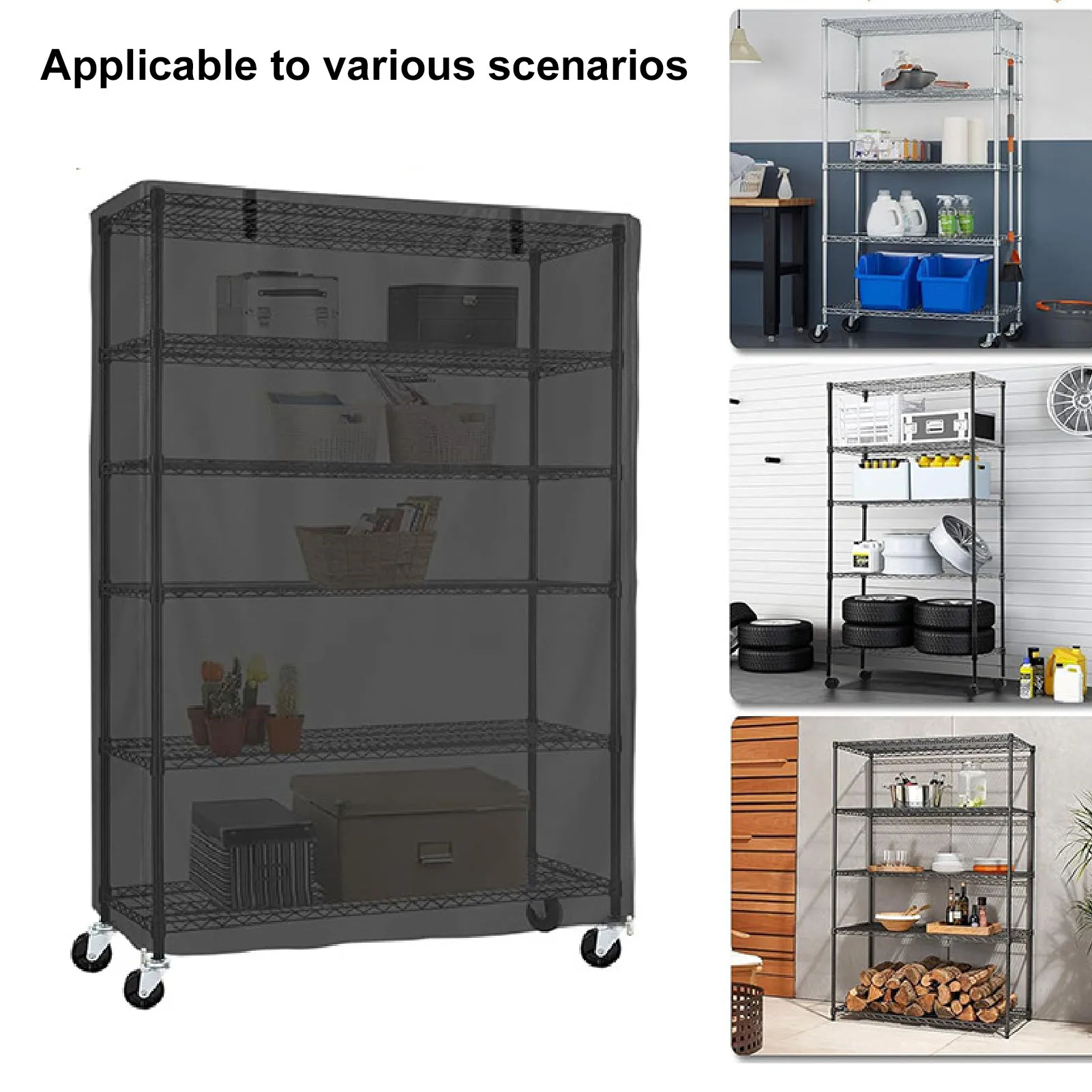 Dustproof Storage Wire Rack Cover Waterproof Shelf Cover Outdoor Shelving Unit Dustproof Storage Wire Rack with Zip