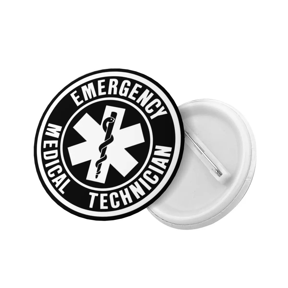 Emt Star Of Life Emergency Medical Technician Logo Round Button Pin for Bags Customizable Pinback Badge Brooch