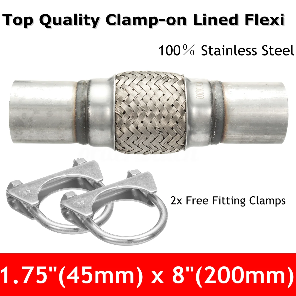 Car Stainless Steel Wire Exhaust Clamp On Flexi Tube Joint Flexible Pipe Clamp Car Accessories 45x100x200mm