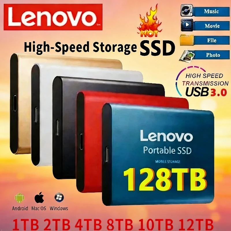 

Новый высокоскоростной внешний жесткий диск Lenovo 500 ГБ, 2 ТБ, 4 ТБ, 8 ТБ, 16 ТБ, USB 3.1 SSD, 2,5 дюйма, портативный SSD для ноутбуков и PS4
