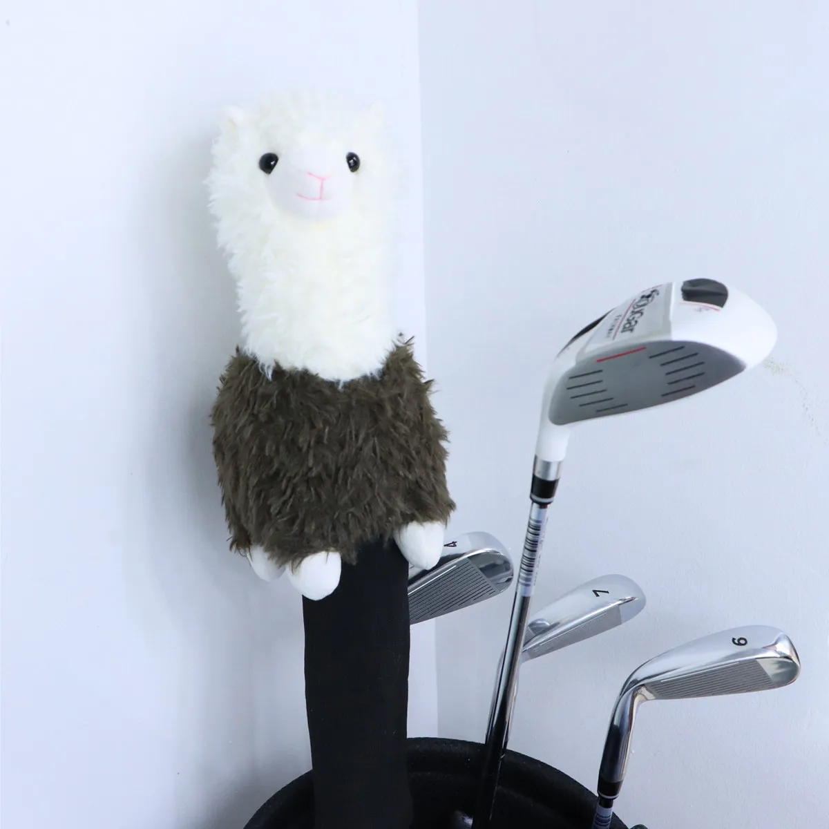 

Golf Club Cover Chicken Leg Iron Wooden Rod Plush Cartoon Alpaca Knitted Club Cover Protective Cover