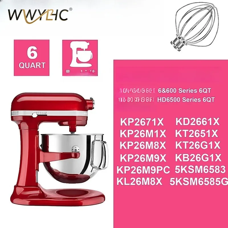 

Suitable for 5K45/5KSM150 Stainless Steel Egg Beater Mixing Head K45WW, 4.5-5 QT