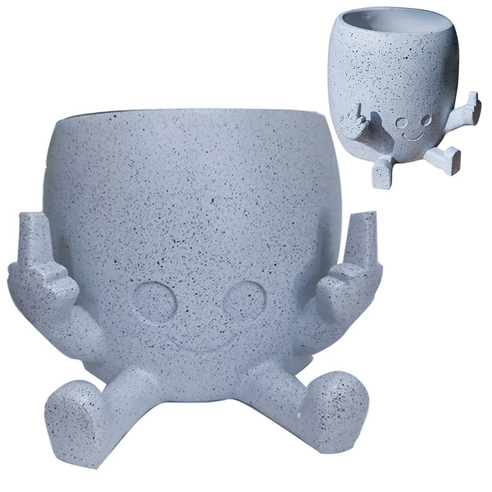 

Middle Finger Succulent Planter Pot Funny Mini Table Decoration Mini Little Person Flower Planter Creative for Home Garden
