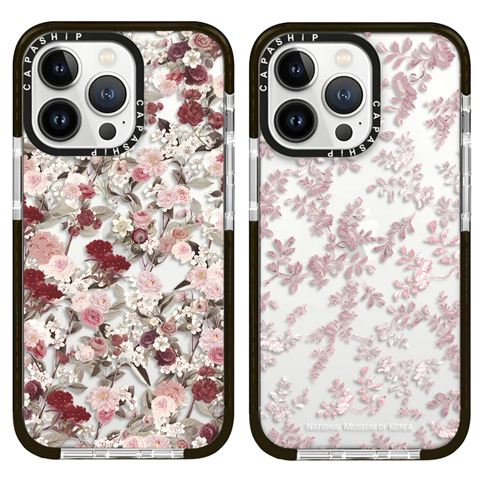 Small Reddish Pink Flowers Case For iPhone 16 15 14 13 12 11 Pro X XS XR Max 7 8 Plus SE Soft TPU Shockproof Back Cover