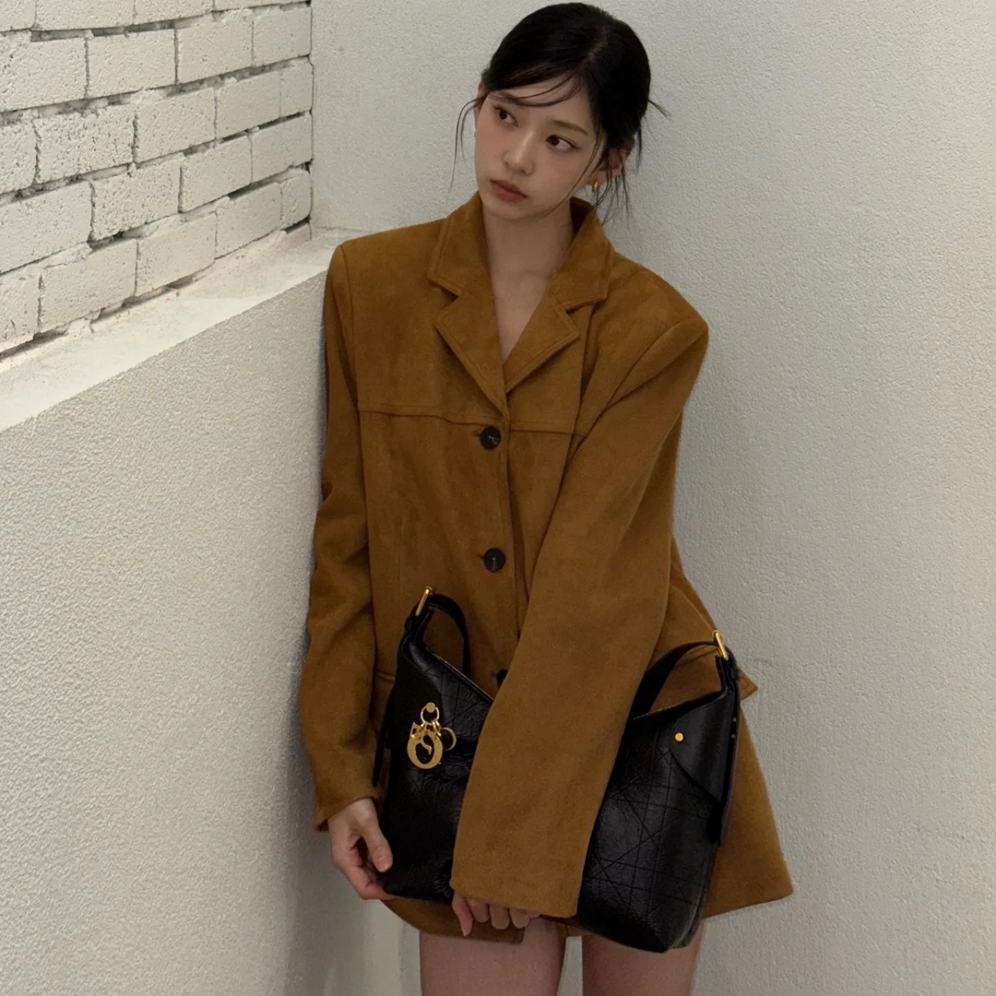 

Шикарный женский длинный костюм-свек Jaet, осенне-зимнее американское коричневое замшевое пальто Meralay со стойкой для поездок на работу, женское пальто