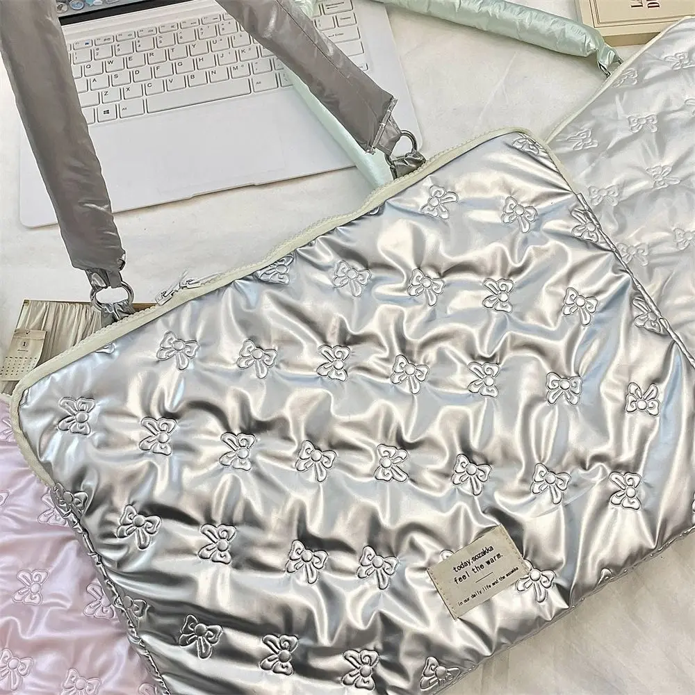 Tas Pelindung Komputer dengan Pegangan 15 Inci Desain Pita Tipis Tas Pembawa Komputer Lembut Lucu Sarung Tablet Bisnis