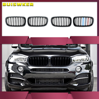 Front Hood Kidney Grille Bumper Black Dual Grill Replacement Part Car Accessories Fit For BMW F15 X5 F16 X6 2014-2017