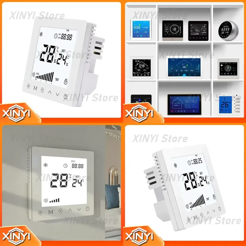 for RS485 Modbus Real Time Monitoring Temperature Filter Reminder Function Fan Coil Unit Thermostat 3 Speed Fan Switch