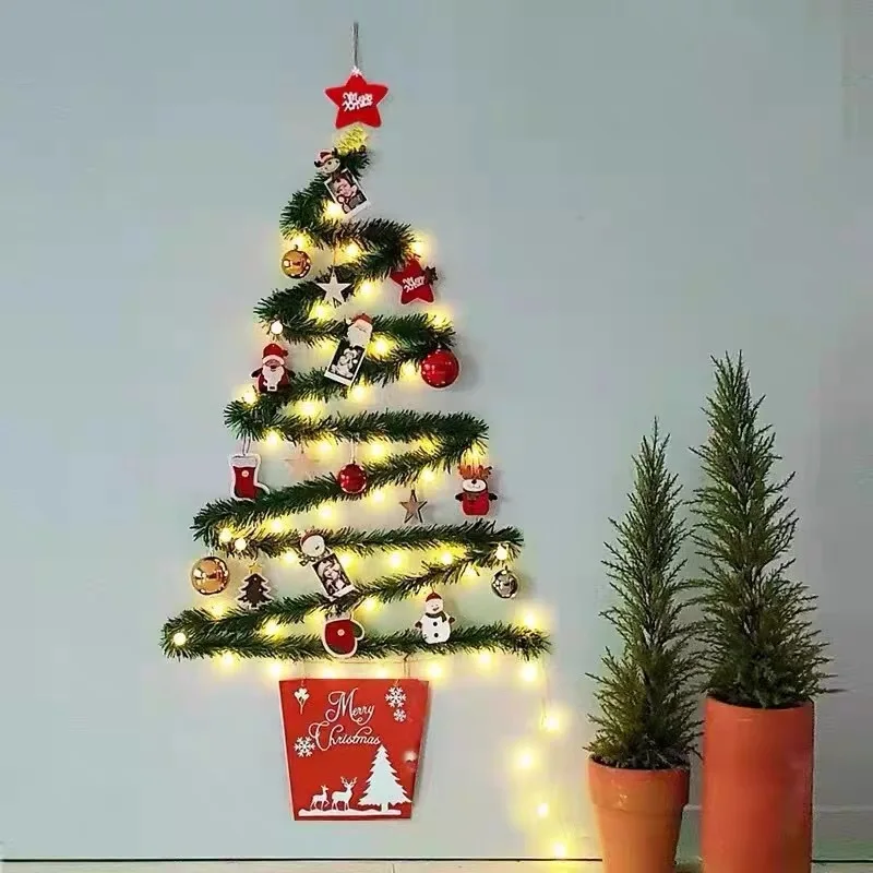 DIY Wall Hanging Christmas Vine Light String LED Decor Lamp for Xmas Tree Shop Window Atmosphere Layout