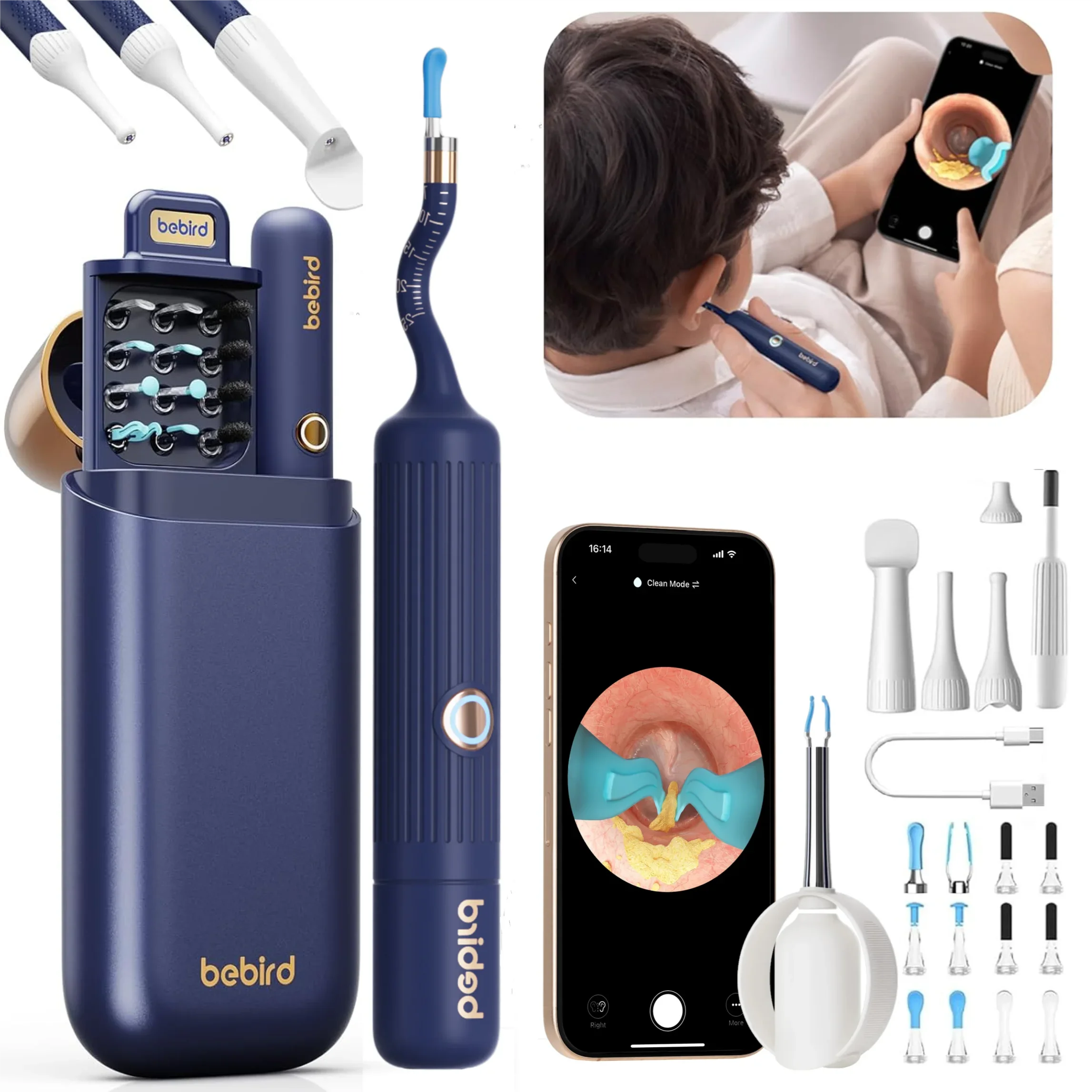 2025 New Bebird Earsight Plus I35R Ear Wax Removal Tool Camera Cleaner Kit- HD Wireless Flexible Otoscope, Pain-Free Ear Tweezer