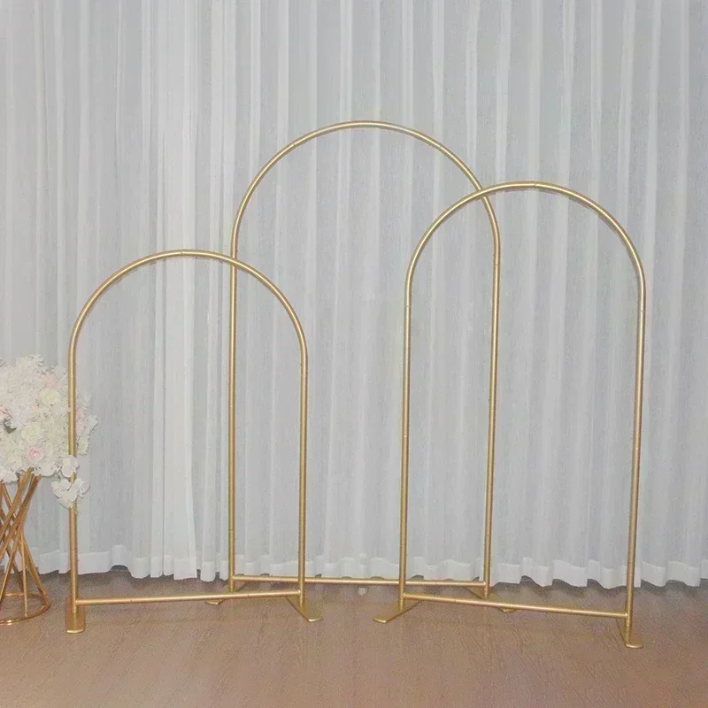 Set of Gold Aluminum Arch Backdrop Stands Wedding Backdrop Stands Engagement Reception Birthday Party Background Decoration