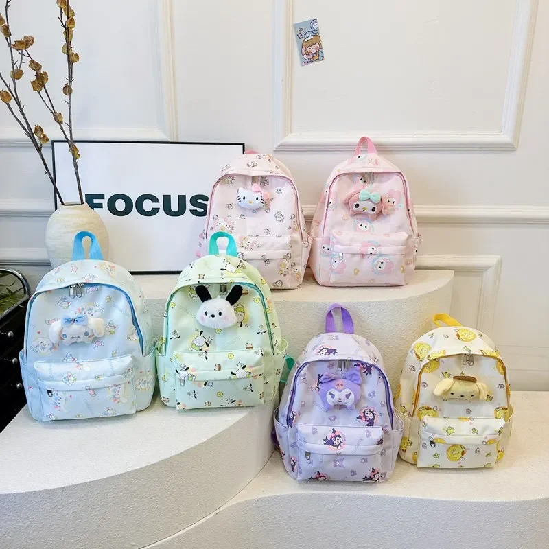 Kawaii Sanrio Bag Cinnamoroll Plecak tornister dla dzieci Śliczne Kuromi Student Torby na ramię o dużej pojemności dla dzieci Prezenty dla dziecka