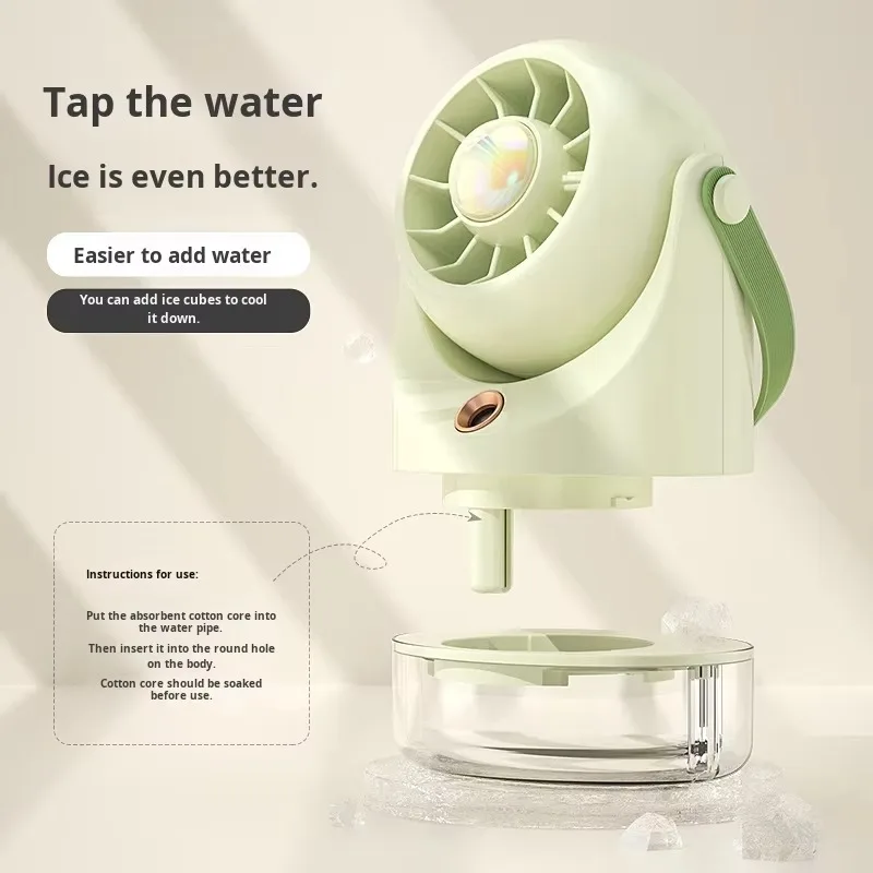 USB Rechargeable Desktop Fan with Turbine Humidification Spray Wind Three-Speed Table Installation Air & Water-Cooled