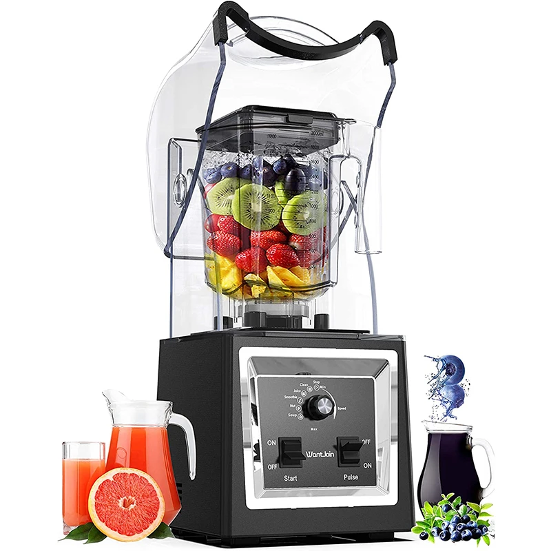 With Sound Cover Silent Sound Proof Cover Commercial Blender Electric Plastic Commercial Juicer Machine Pure Copper Motor 1500