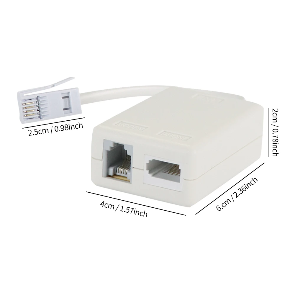 ADSL 6P4C UK Standard UK Voice Telephone Fax Machine Line Splitter with Cable UK BT Modem Broadband Filter