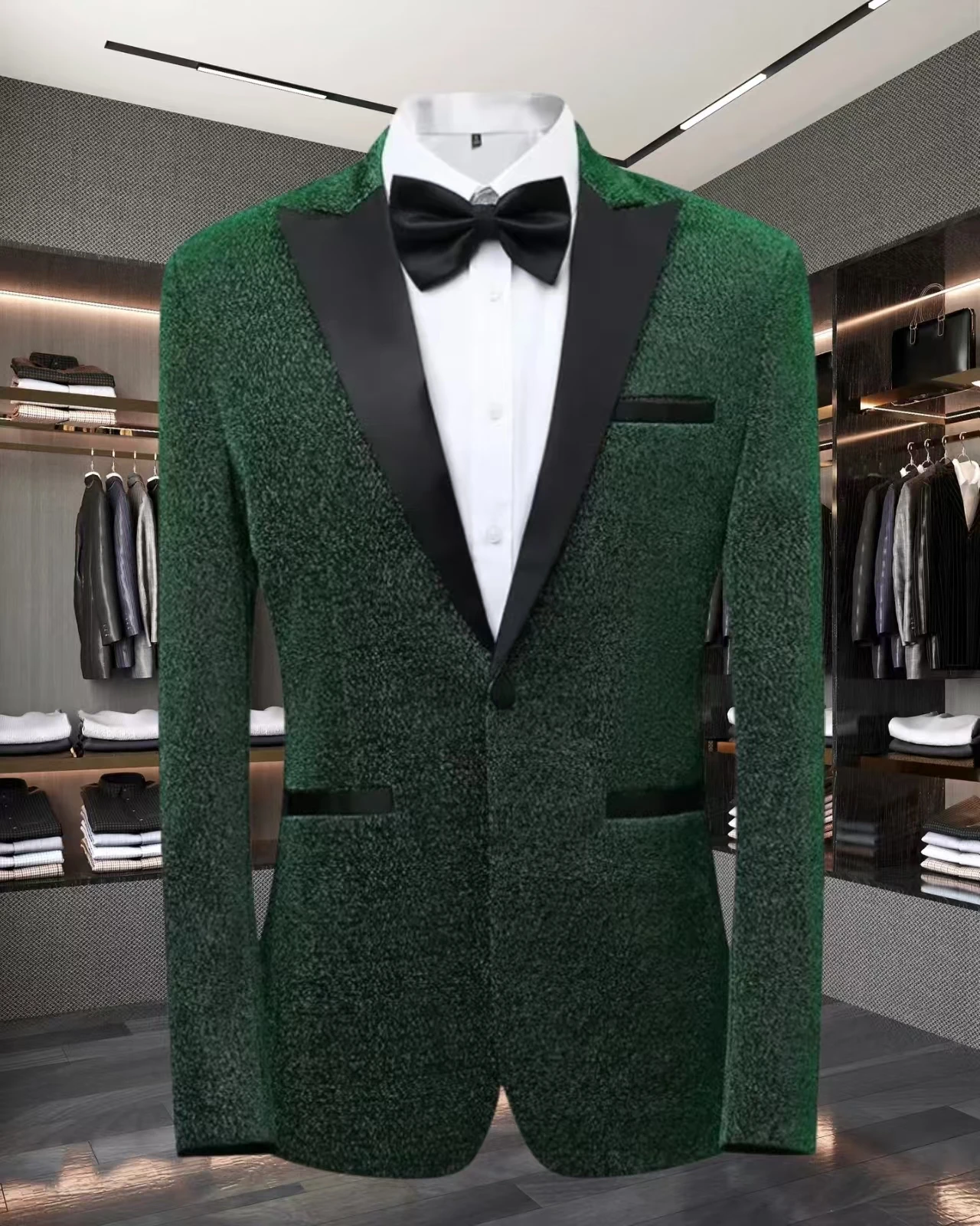 

Men's Casual Bright Silk Wedding Suit with Pocket Single Slot for Evening Party Stage Circus Costume Men's Fashion Outerwear