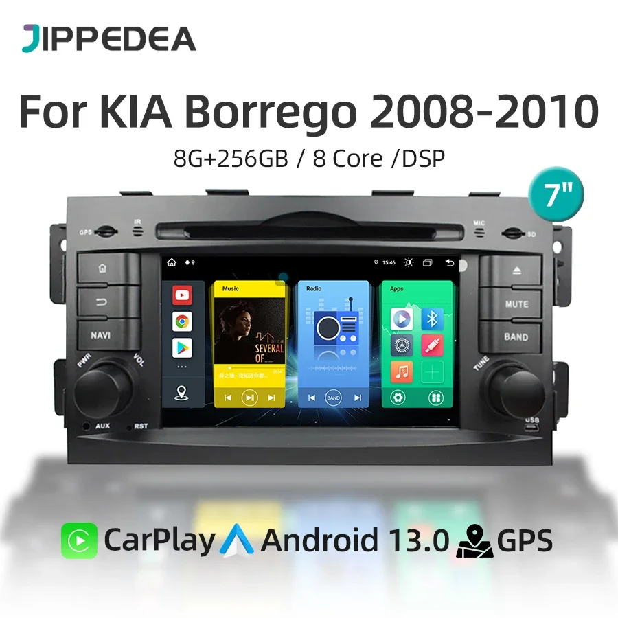 Car Multimedia Player CarPlay Android 13 GPS Navigation 4G Bluetooth WiFi RDS Stereo Car Radio For KIA Mohave Borrego 2008-2010