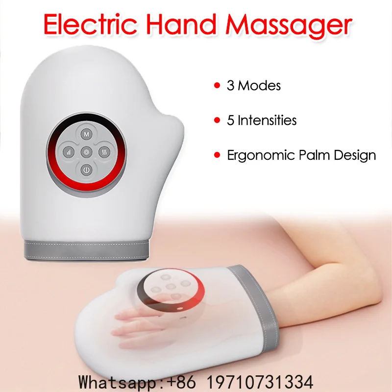 Wireless Electric Hand Massager with Heat Compression Carpal Tunnel Wrist Finger Massagers Kneading Rollers Vibrating Gloves