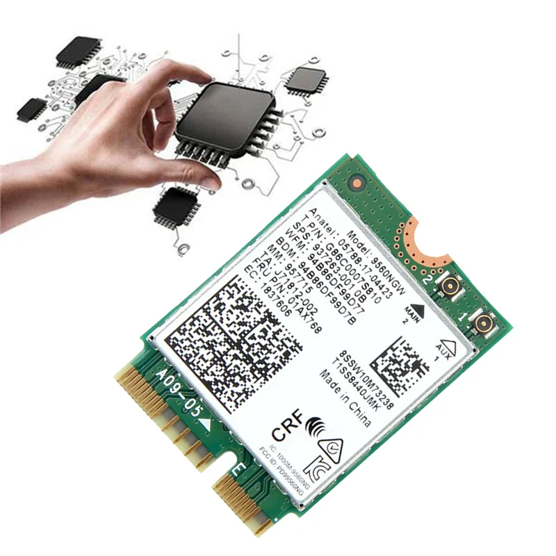 9560NGW WiFi Card 1730Mbps Wireless AC 9560 Dual Band 2.4G+5G Bluetooth 5.0 802.11Ac M.2 CNVI 9560NGW Wireless